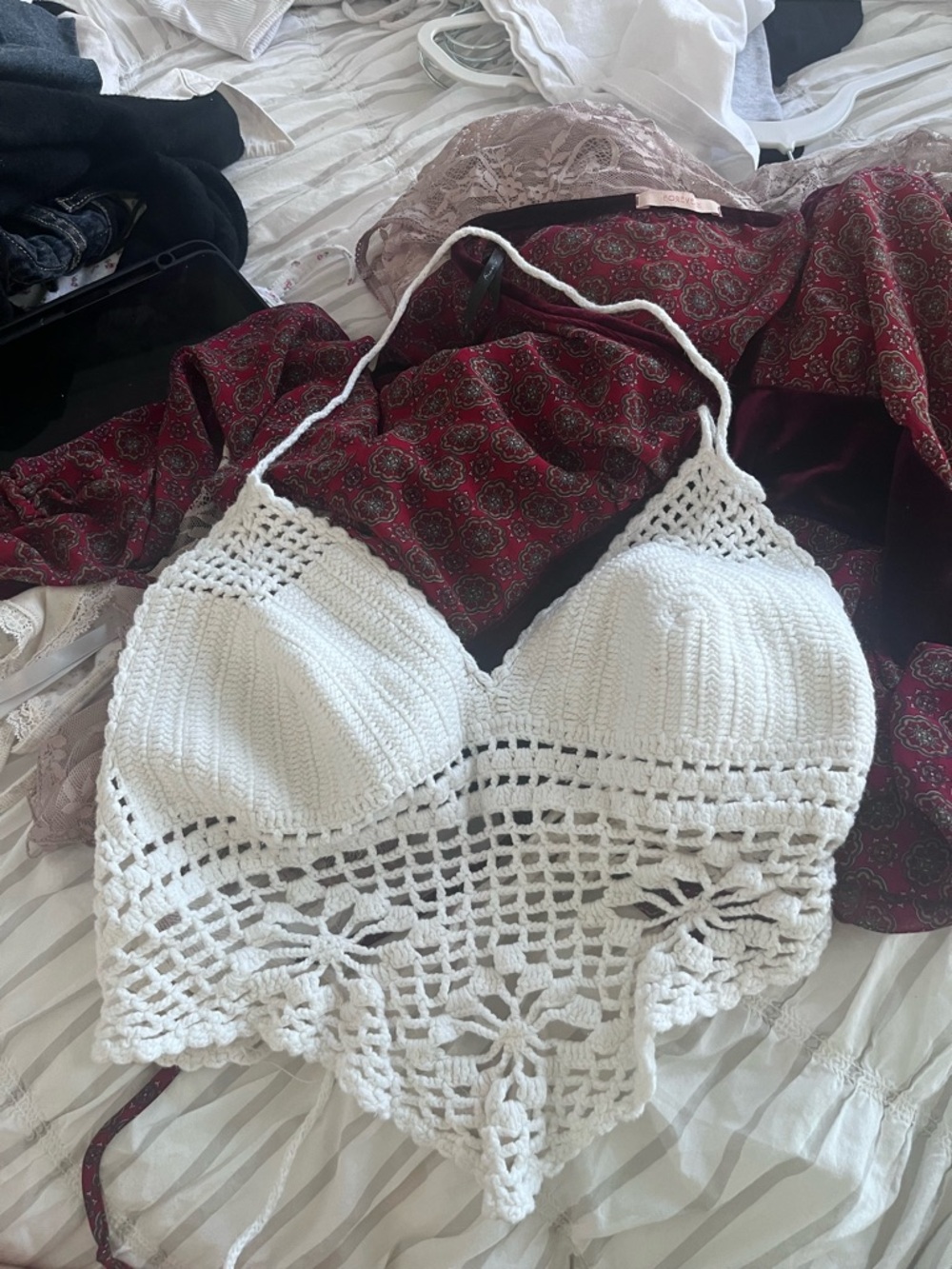 Handmade White Crochet Bralette Top